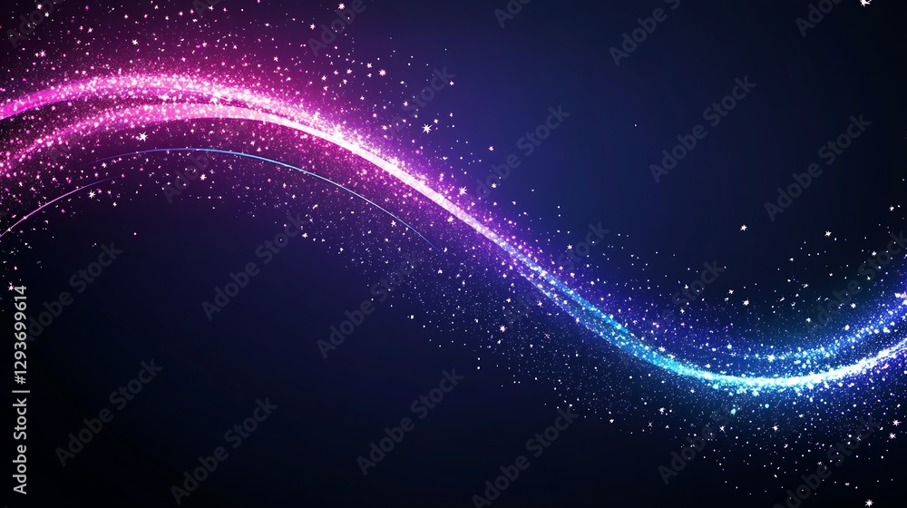Fototapeta premium Glowing Purple Blue Stardust Wave Abstract Background