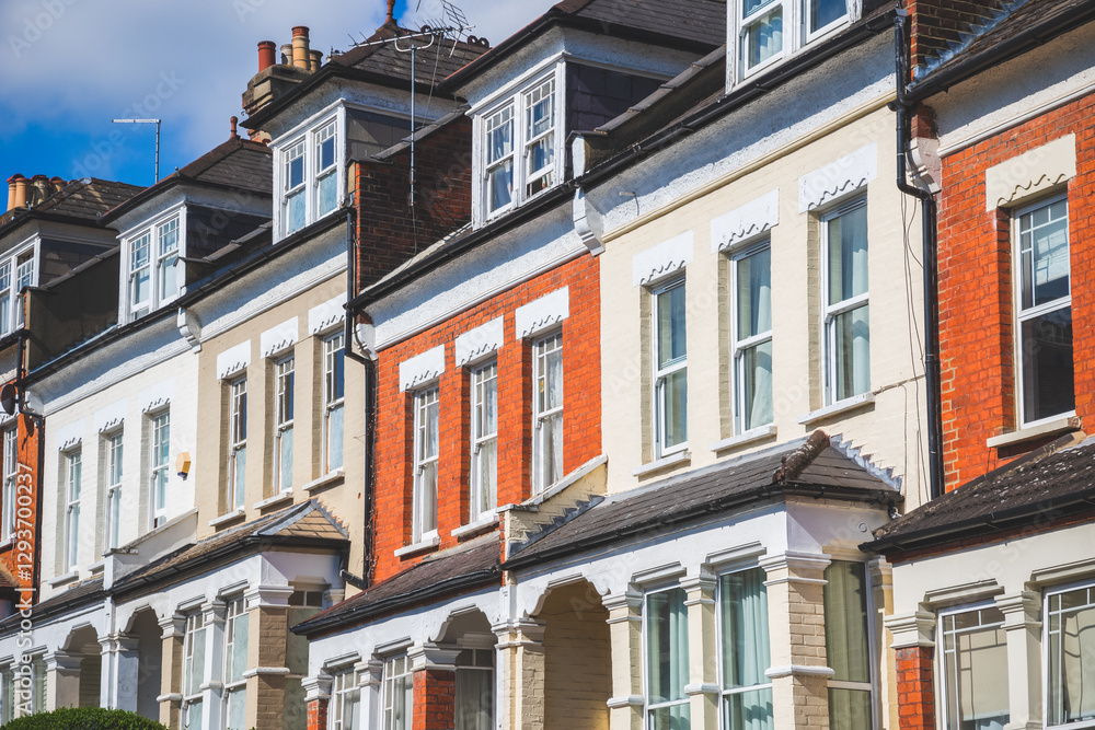 Row of English terraced houses in Crouch End, London Row of English terraced houses in Crouch End, London