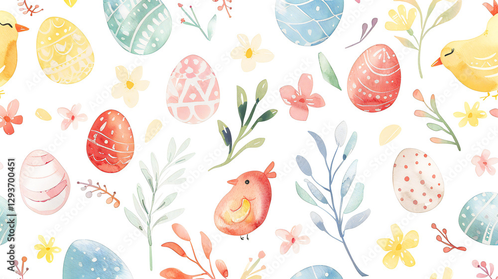 easter eggs and flowers watercolor pattern easter eggs and flowers watercolor pattern
