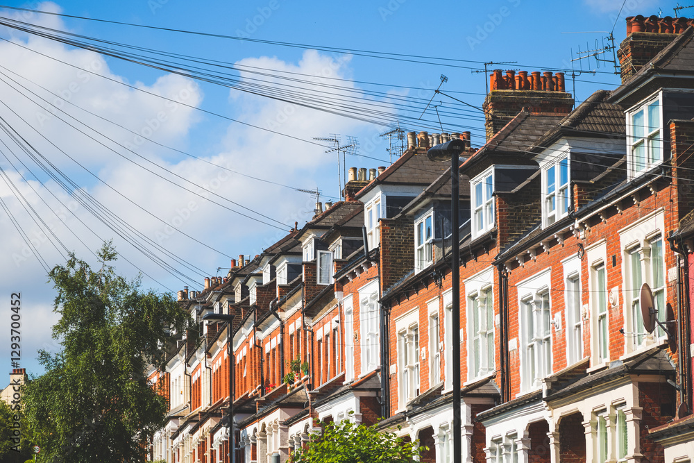 Row of English terraced houses in Crouch End, London Row of English terraced houses in Crouch End, London