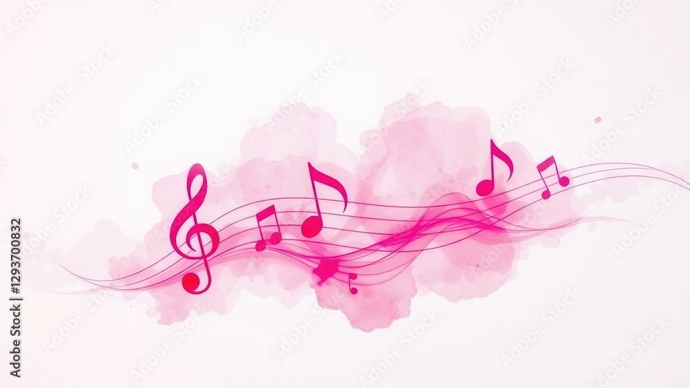 Fototapeta premium Pink Watercolor Abstract Music Texture Background
