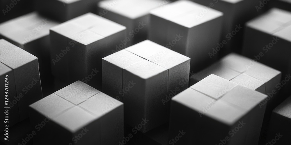 Fototapeta premium A collection of cubes in shades of gray