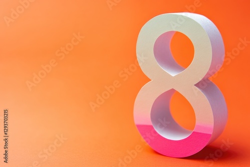 A simple design featuring the number 8 in white on a bright orange background photo