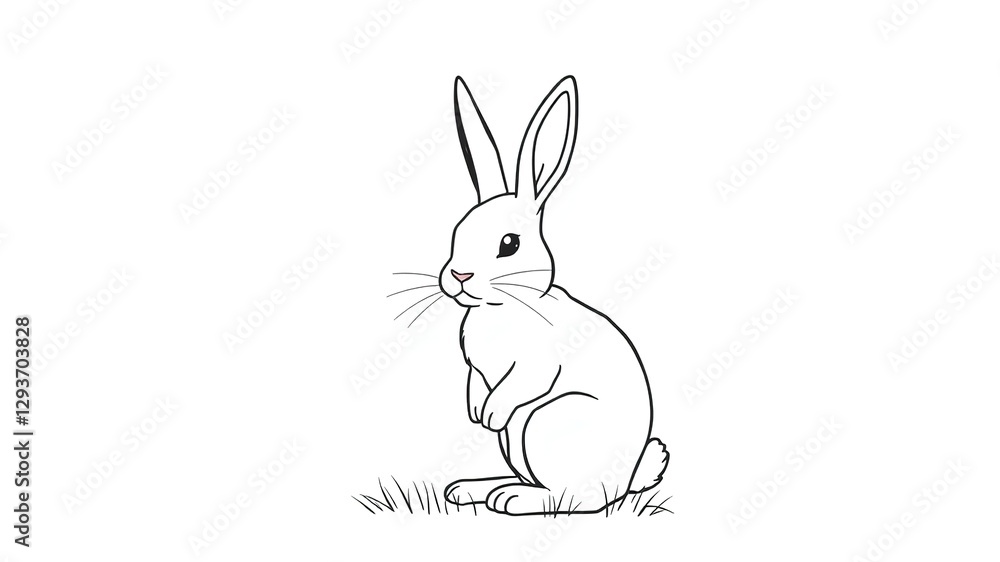 Simple Easter Bunny Line Art Design for Minimalist Decor Simple Easter Bunny Line Art Design for Minimalist Decor