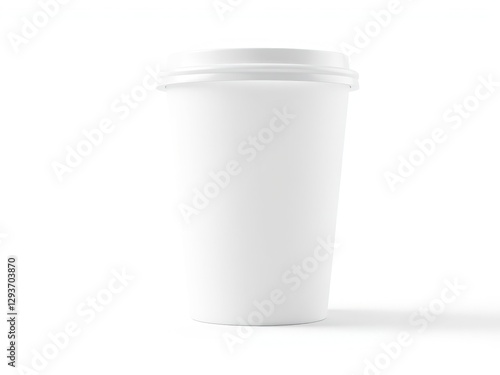Wallpaper Mural Single White Disposable Plastic Cup - 3D Rendering on White Background Torontodigital.ca