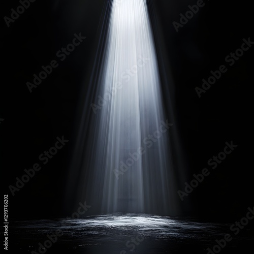 Dramatic Light Beam Illuminating Dark Space in a Minimalist Setting