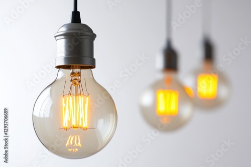 A cluster of light bulbs suspended from the ceiling, providing soft ambient lighting