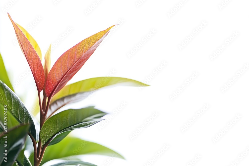 A detailed view of a plant with bright red leaves, great for nature or botanical themes A detailed view of a plant with bright red leaves, great for nature or botanical themes
