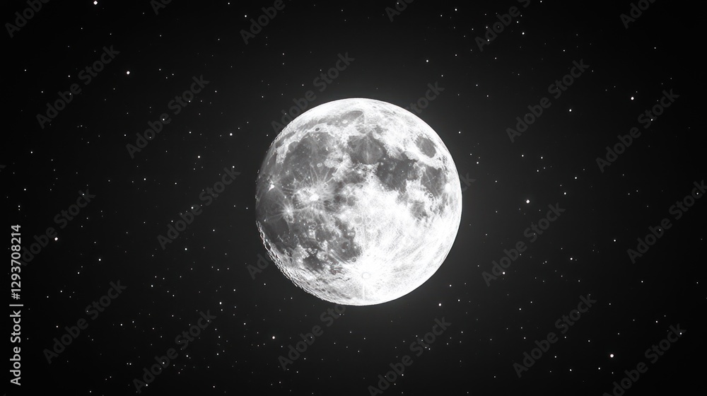 Obraz premium Full moon in the night sky with stars.