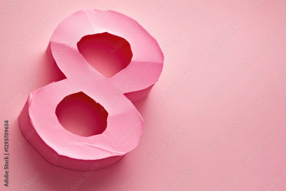 A pink paper with the number 8 on a pink background, great for use in presentations or marketing materials A pink paper with the number 8 on a pink background, great for use in presentations or marketing materials
