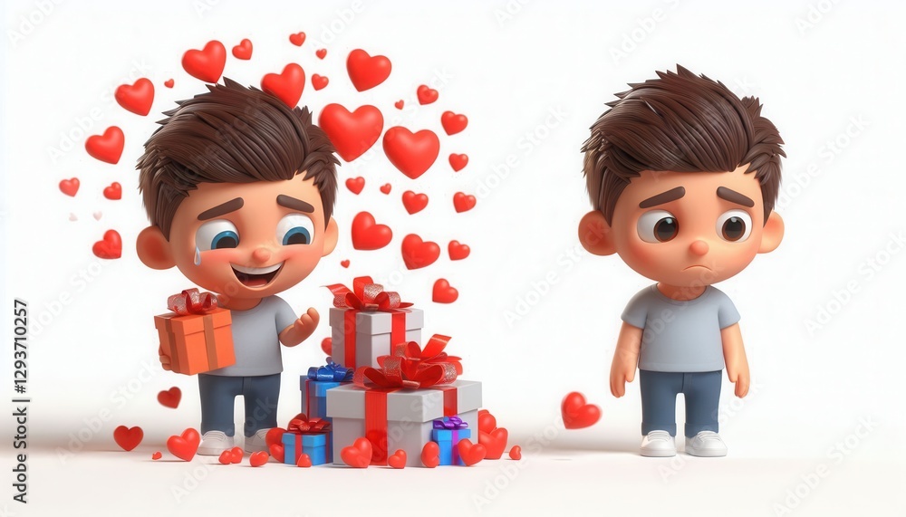 Children celebrating with gifts home digital art cheerful close-up emotions