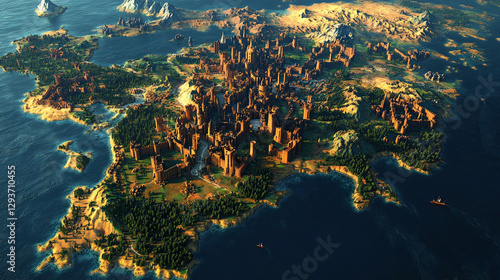 Detailed World Map Showcasing Diverse Landscapes, Cities, and Natural Features Across Various Regions in a Vibrant Portrayal