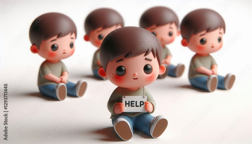Child seeking help emotional scene digital art studio close-up support concepts Child seeking help emotional scene digital art studio close-up support concepts