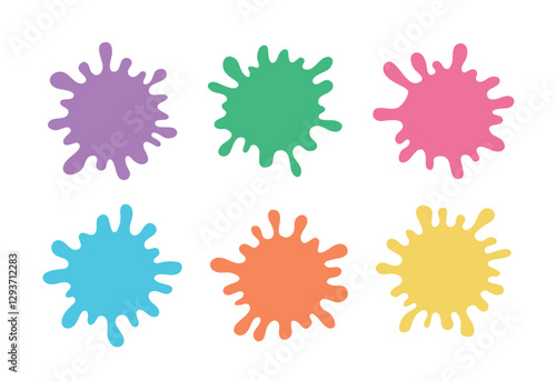 A set of illustrations with the effect of colorful paints, inks, and liquids spreading.