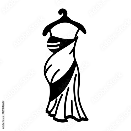 Beautiful maternity clothing icon in hand drawn style 
