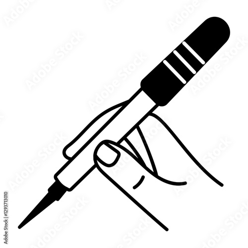 Hand holding an ivf needle, hand drawn icon
