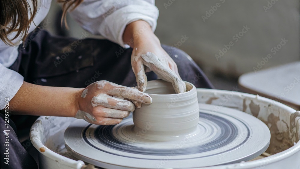 Female Potter Crafting a Ceramic Bowl
Female Potter Crafting a Ceramic Bowl