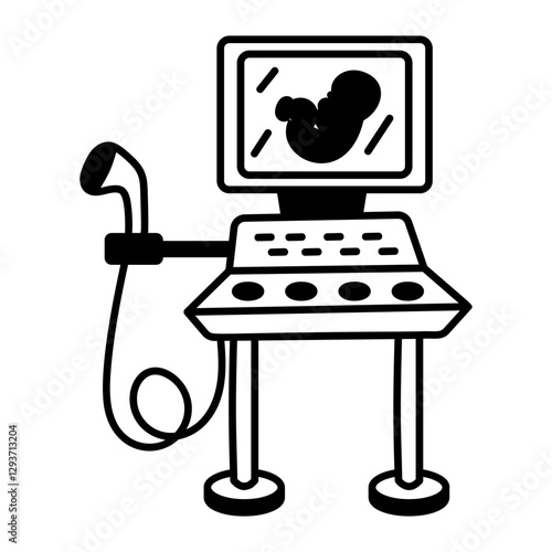 Doodle icon depicting pregnancy ultrasound 

