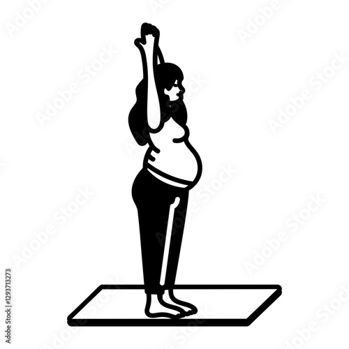 A hand drawn icon of a woman doing prenatal yoga
