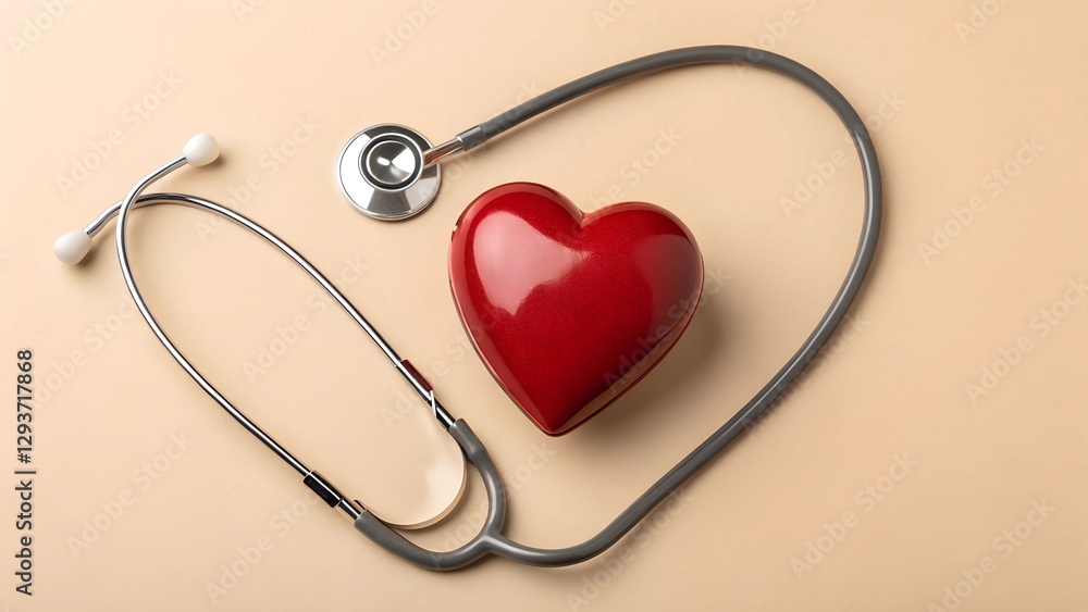 Heart Health and Stethoscope - Medical Care and Wellness Concept Heart Health and Stethoscope - Medical Care and Wellness Concept