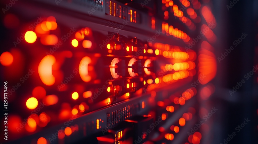 Abstract Red Technology Background Digital Server Lights Network Data Center Illuminated Powerful Technology Infrastructure Modern Digital Equipment Abstract Red Technology Background Digital Server Lights Network Data Center Illuminated Powerful Technology Infrastructure Modern Digital Equipment