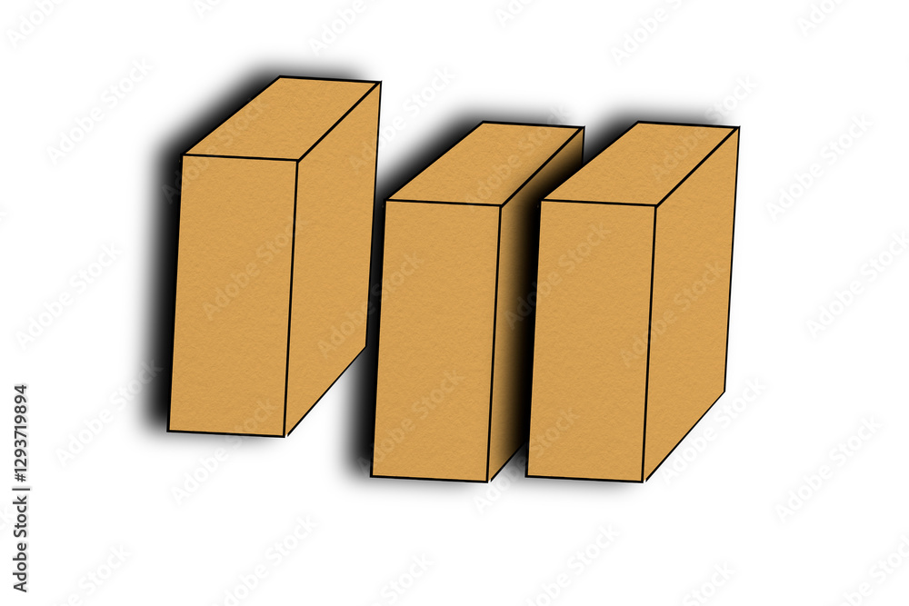 Obraz premium Cardboard box, isolated object png file with shadow on transparent background.