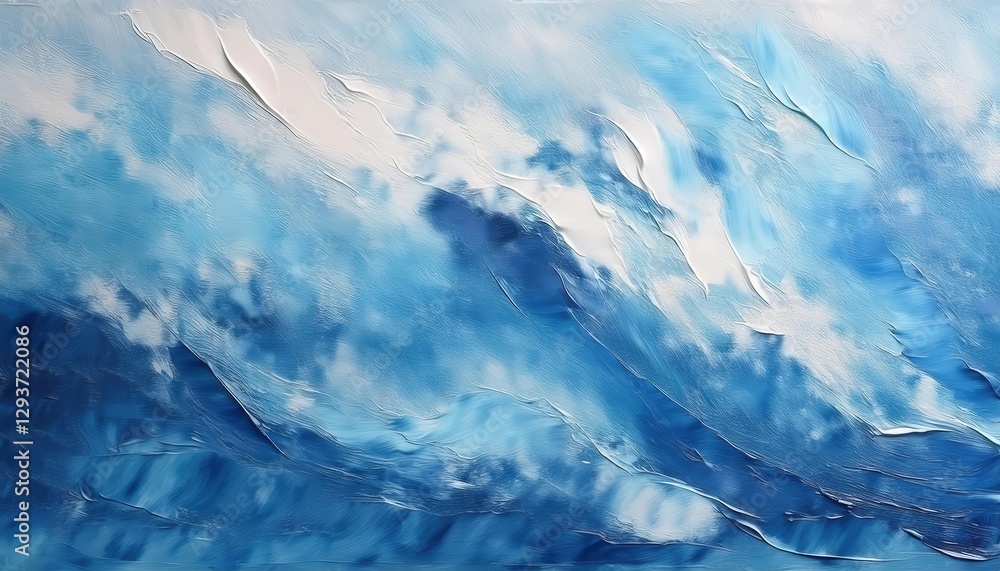 Fototapeta premium abstract blue painting with soft brushstrokes and flowing textures, ideal for modern interior design or digital background