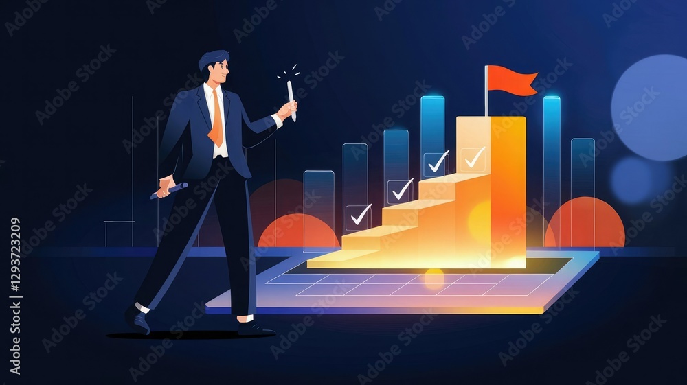 Fototapeta premium business man and graph