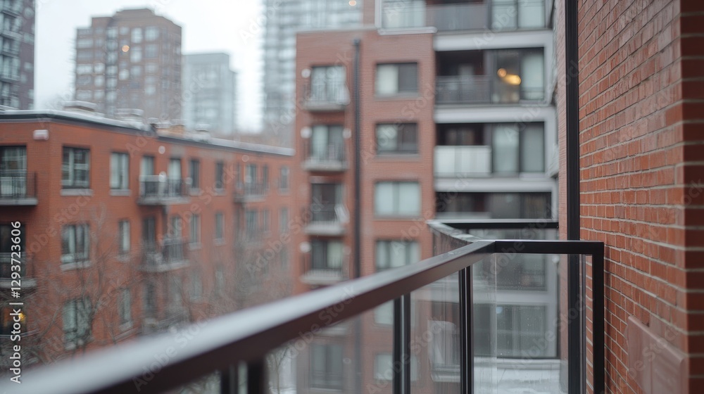 Obraz premium City apartment balcony view on a cloudy day