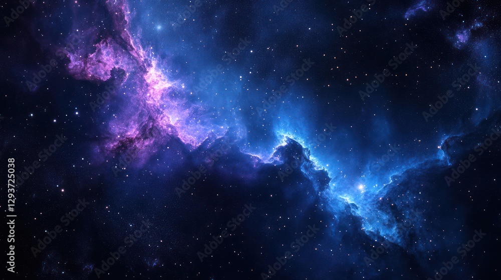 Naklejka premium Deep space nebula, vibrant colors, cosmic clouds, distant stars, celestial background