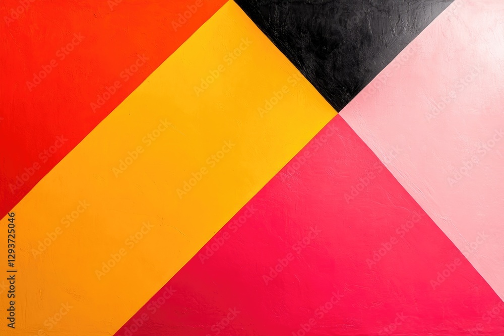Bold geometric shapes create vibrant contrast with warm and cool Bold geometric shapes create vibrant contrast with warm and cool