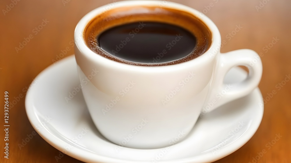 Espresso Coffee Cup on Wooden Table Closeup Espresso Coffee Cup on Wooden Table Closeup