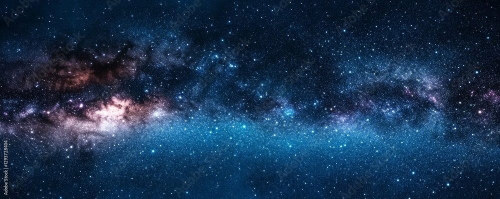 Naklejka premium Starry night sky with celestial dappled glowing light effects.