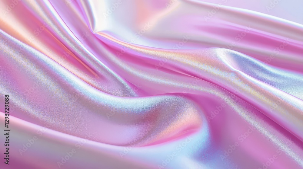 Fototapeta premium Soft iridescent fabric in pastel pink and white hues.