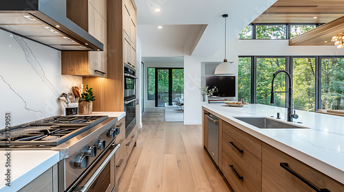 Wallpaper Mural A kitchen with a large island and a sink Torontodigital.ca