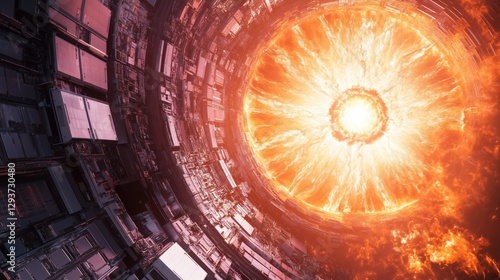 Science fiction space station energy explosion photo