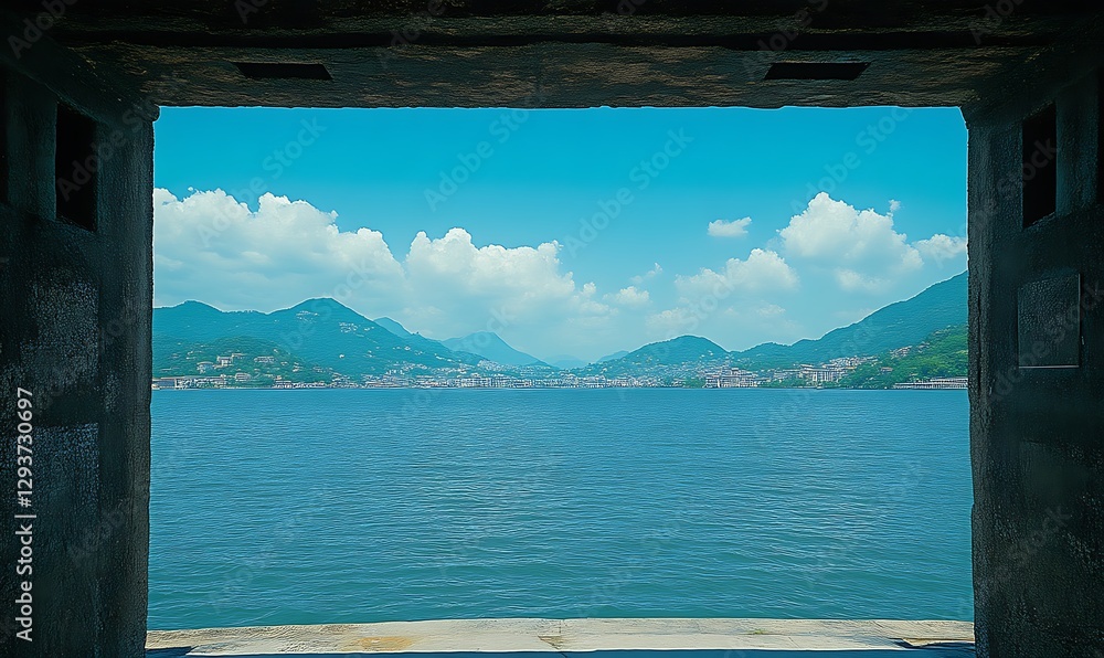 Fototapeta premium Stunning Lake View Framed by Stone Archway