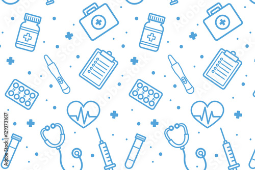 Medical instruments pattern. Laboratory. Diagnostics. Vector illustration in flat style