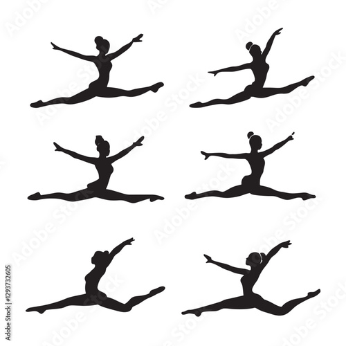 Elegant Ballet Leap Silhouettes: Grace and Extension.