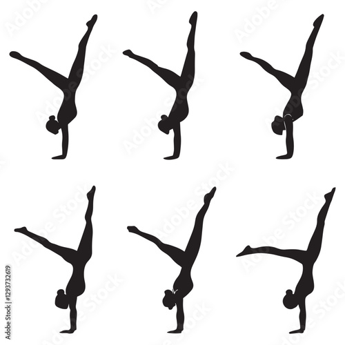Dynamic Gymnastics Cartwheel Silhouettes: Movement and Grace