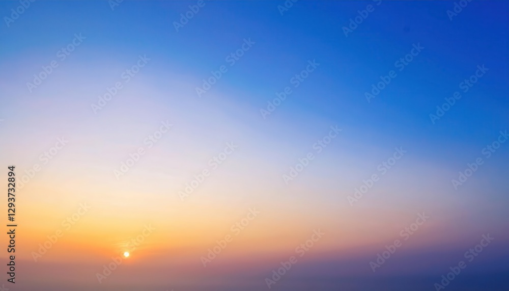 Fototapeta premium soft gradient sunrise sky over distant horizon with warm pastel colors, peaceful serene morning scene