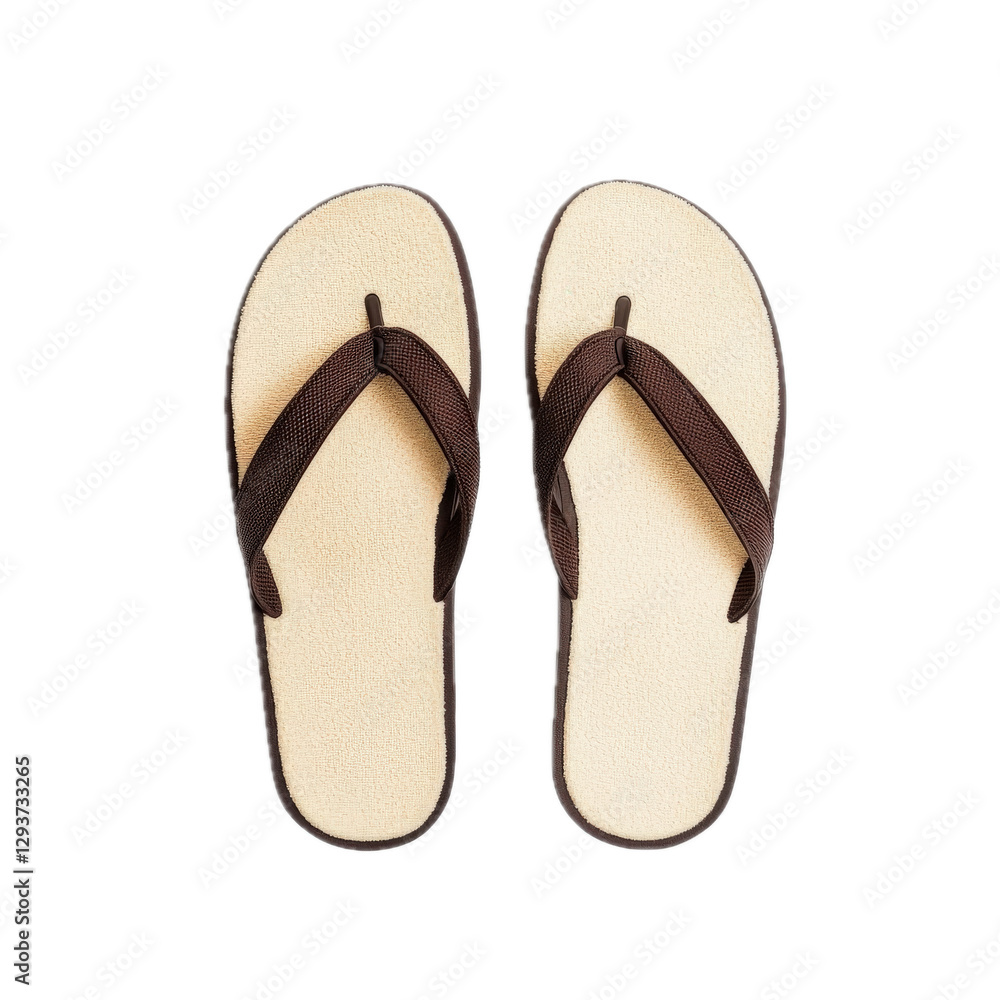 General Fashion , Remove Background ,Simple Brown Flip Flops on White Background General Fashion , Remove Background ,Simple Brown Flip Flops on White Background