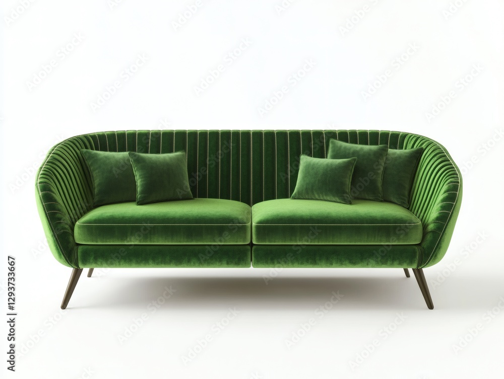 Fototapeta premium Stylish green velvet couch in a high-end interior