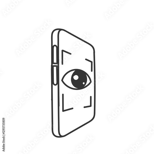 hand drawn doodle eye biometric scan on mobile phone