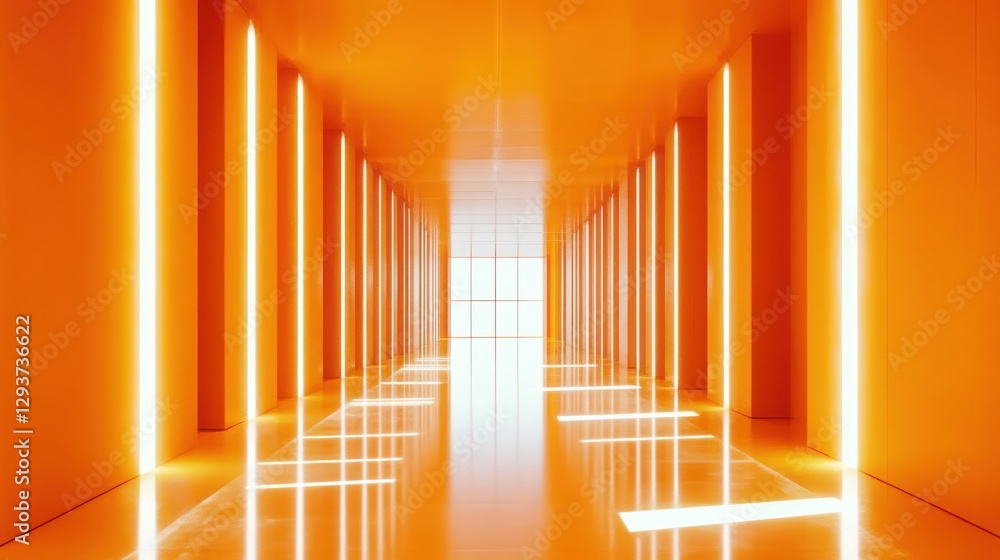 Abstract Orange Neon Corridor with Light Streaks, Futuristic Interior Design, Possible Use Architectural Visualization Abstract Orange Neon Corridor with Light Streaks, Futuristic Interior Design, Possible Use Architectural Visualization