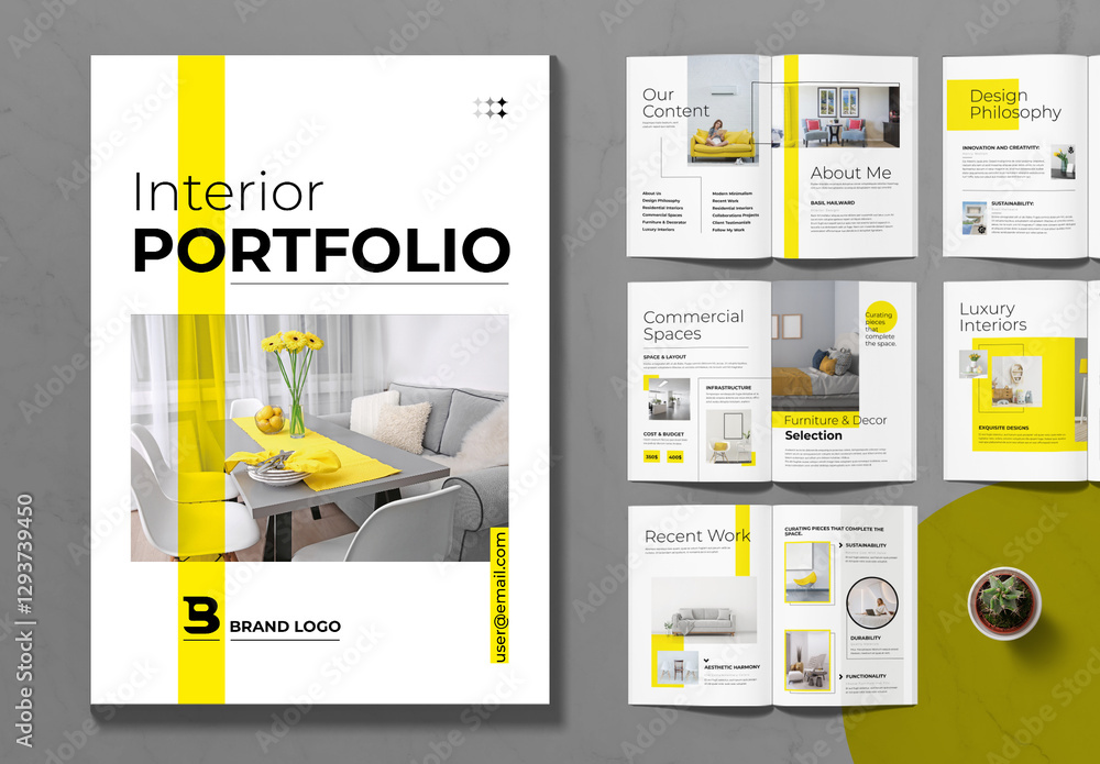 Modern And Creative Interior Design Portfolio Layout Stock Template ...