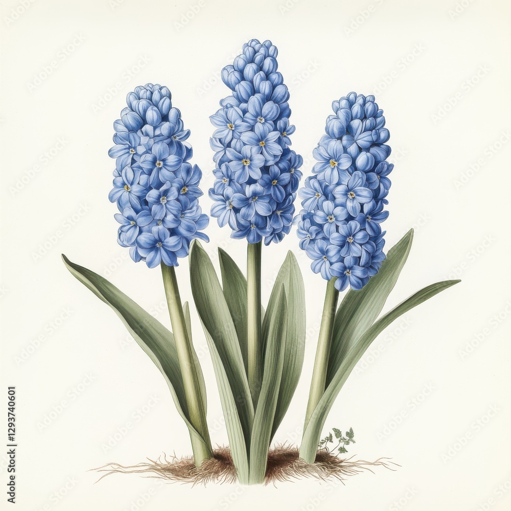 Obraz premium Blue hyacinth isolated on white background, Spring flowers, Vintage hyacinth