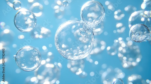 Wallpaper Mural Colorful bubbles drift gracefully against a serene blue backdrop, creating a whimsical and lighthearted atmosphere that captivates the viewer's imagination. Torontodigital.ca