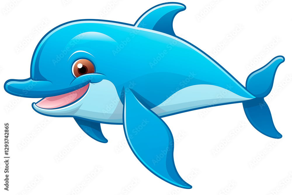 Naklejka premium Illustration of a dolphin on an isolated background, cetacean mammal animals odontocetes. Image created with AI