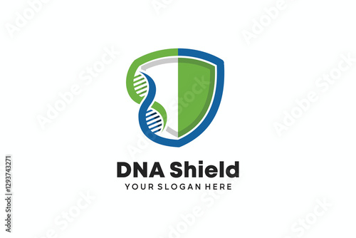 DNA logo design with a combination of shield icon symbols